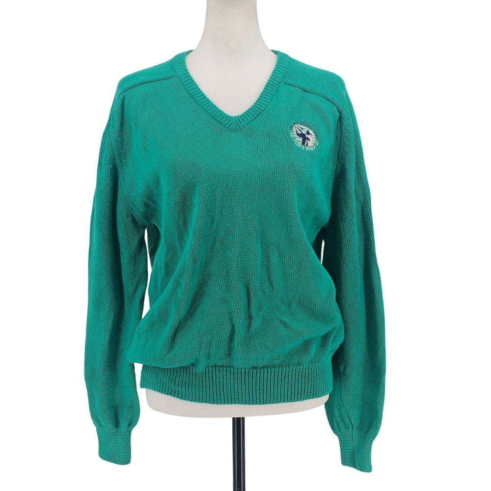 Vintage Lady Pickering V-Neck Sweater‎ XL Green 1992 US Open Pebble Beach Golf